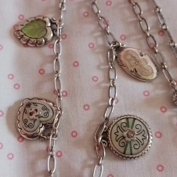 Brighton Green Tone Charm Long Chain Necklace - Picture 6 of 9